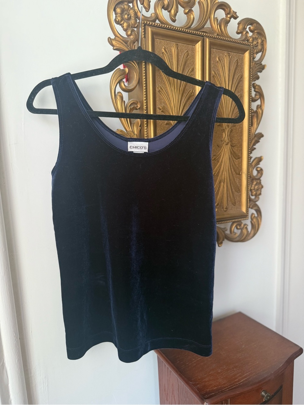 Chico's 90’s Whimsigoth Practical Magic Velvet Tank Top in Navy